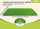 3.2x32.2FT Artificial Grass Turf 0.8" Indoor Outdoor ,Fake Grass with Drain Holes, for Dog and 07304182