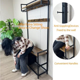 33.1" Wide Hall Tree with 2 Movable Drawers, Shoe Storage, Shelves and Garment Racks, 5-in-1 W2887P239379