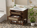 24" Bathroom Vanity with Integrated Ceramic Sink, Bathroom Cabinet with 1 Deep 1 Tip-Out N710P293990P