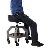 Pneumatic 360 Degree Swivel Mechanics Rolling Creeper Seat, Heavy Duty Rolling Mechanics W46590155