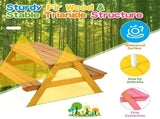 3-in-1 Kids Picnic Table with Adjustable Umbrella, Fir Wood Outdoor Activity Table Set with 41139783