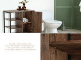 34"H x 24 W x 13"D Bathroom Cabinet with Steel Frame, 3 Shelves, Brown 08012379