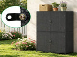 Outdoor PE Rattan Storage Cabinet with Adjustable Shelves, Anti-Tip Garden Tool Storage Shed for 42458503