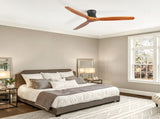 52 Inch Ceiling Fan No Light, Flush Mount Low Profile, 3 Wood Blades with Remote Control, Quite DC W934P515281