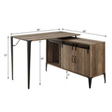 L-Shape Writing Desk with Side Cabinet, Rustic Oak and Black B016P317516