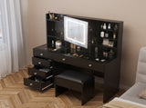 Pitted Particleboard With Triamine Coating, Tempered Glass Table Top, 5 Drawers, With Shelves, With 45527334