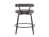 Contemporary Counter Stool in Black Steel and Charcoal Fabric - Set of 2 B202P222100