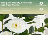 2 Pack White Artificial Camellia Tree with Blooming Flower 75346222
