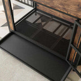 Dog Crate Furniture, Wooden Dog Crate Table, 38.9" Dog Kennel with 2 Slidings and Thick Iron W840P203068