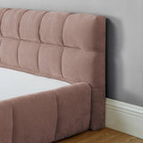 King size Upholstered Bed Frame Thick Fabric, Chenille Fabric Grounded Queen Size Platform Bed W487P246686