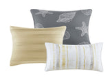6 Piece Printed Quilt Set with Throw Pillows Yellow King/Cal King B03597636