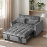 Modern Velvet Loveseat Futon Sofa Couch Pullout Bed, Small Love Seat Lounge Sofa w/Reclining T3411P309627