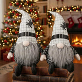 2 PCS Set Christmas Gnome Figures Dcor 10.2x5.5x23.5 inches, Featuring Fabric Sitting Gnomes with 32892440