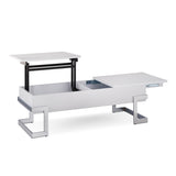 White High Gloss and Chrome Coffee Table with Lift Top B062P181355