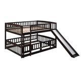 ZNTS Bunk Bed with Slide,Full Over Full Low Bunk Bed with Fence and Ladder for Toddler Kids Teens 83907854