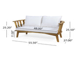 Outdoor Wooden Loveseat with Cushions - White/Teak - 55.50" W x 27.00" D x 25.50" H 70334.00WHI