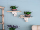 13.8x9.1x11.4" Distressed Brown and White Wooden Wall Shelf with Corbel Design W2078P223131