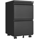 2 Drawer File Cabinet with Lock, Metal Under Desk Rolling Filing Cabinet fits Letter/Legal/A4 Size W1247125571