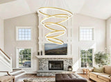 Modern 5 Rings Chandelier with Remote Control, Dimmable LED Chandelier with 3 Color Temperature, W5008P541398