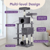 ZNTS 65 inch Cat Tree Cat Tower for Indoor Cats, Large Multi-Level Cat Play House Condo Furniture with 55863053