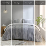 3 Piece Cotton Jacquard Comforter Set Gray Full/Queen B03596432