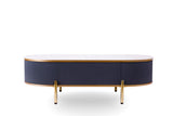 Modern Coffee Table White/Gray Sintered Stone Top & Gold With Drawer B091119902