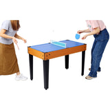 ZNTS 5-in-1 Multi-Game Table - Billiards, Push Hockey, Foosball, Ping Pong, and Basketball brown /blue 17255780