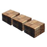 30 PCS Interlocking Deck Tiles Checker Pattern, 12" x 12" Square Yellow Acacia Hardwood Outdoor W2391P160548