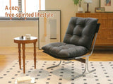 Leather Armchair, Modern Accent Chair High Back, Living Room Chairs with Metal Legs and Soft Padded, W2105P584379