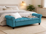 50 Inch End of Bed Storage , Button Tufted Bench with Rolled Arms & Wood Legs 62380519
