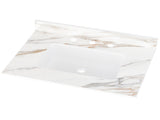 31 Inch Marble Vanity Top, Bathroom Vanity Top with Undermount Rectangular Middle Sink and 4