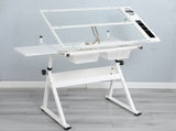 WHITE adjustable tempered glass drafting printing table with chair 76053892