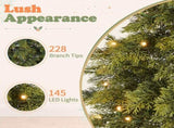 6FT Two-Tone Green Tall-Leg Tree, 228 PE Tips, 145 Warm White Lights with 8 Modes & Remote, US Plug 75946421