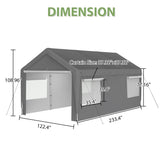 Carport Canopy 10x20 FT Heavy Duty Boat Car Canopy Garage with Removable Sidewalls and Roll-up 94799335