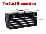 Heavy Duty Metal Tool Box, 21-inch, Portable Metal Tool Box with 4 Drawers, Small Tool Chest with W2660P310479