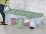 Extra-Large Wheeled Rugged Storage Bin, 160 Quart Durable Clear Storage Container with Latching Lid 02211701