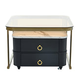 ZNTS ON-TREND 2-in-1 Square Nesting Coffee Table with Wheels & Drawers, Stackable Side Table with High WF324359AAB