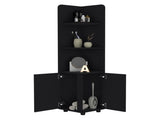 Malibu 62" Tall Double Door Corner Linen Cabinet with Four Shelves Black B200P240242