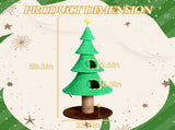 59in Large Tall Christmas Tree Cat Tower 2 Cat Condos & Scratching Post, Soft Fleece Cat Tree 40781062
