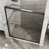 Goodyo Double Sliding Glass Shower Door 60 in. W x 72 in. H Aluminum Framed Shower Enclosure with D163107683