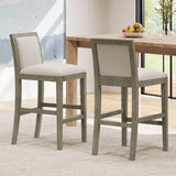 30.5 Inch Height Bar Stools set of 2, Rubber wood Frame,fabric Sponge cushion and Upholstered N780P192217T