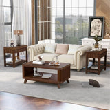 Rectangular Wood Coffee Table for Living Room, 41.5-Inch Coffee Table with Solid Wood Legs, Wood W1202P177316