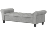 50 Inch End of Bed Storage , Button Tufted Bench with Rolled Arms & Wood Legs 48242345