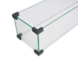 Fire Pit Table Wind Guard, 38.1 x 10.6 x 5.9 Inch Rectangular Glass Wind Guard, Clear Tempered Glass W944P160500