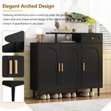 ON-TREND Elegant Shoe Cabinet with Arched Doors and Drawer, Cream Style Storage Sideboard with WF321210AAB
