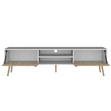 Toka TV Rack with 2 Hinged Doors and Central Shelves, White/Macadamia B097P167454