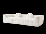 84.6-inch Modern Boneless Couch with Two Circular throw pillows,Skin-friendly lychee-textured W834P366230