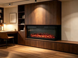 EF-36 36-Inch Built-In Electric Fireplace Insert - 120V 1500W, Black Steel, 3-Side Glass, Adjustable 23840610