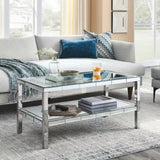 W 39.5" X D 19.5"X H 19.5" 2-layer crystal mirror stainless steel frame coffee table for use in W100540563