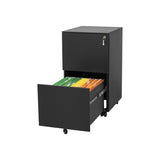 2 Drawer File Cabinet with Lock, Steel Mobile Filing Cabinet on Anti-tilt Wheels, Rolling Locking W252103816
